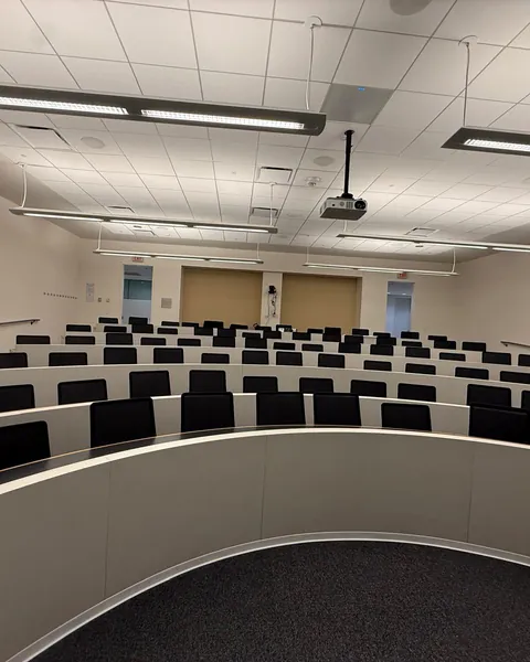 Tiered lecture hall seating installed