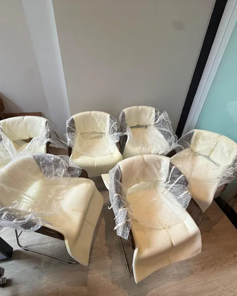 Lounge chairs delivered and unwrapped