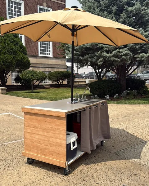 Custom mobile sink cart with umbrella