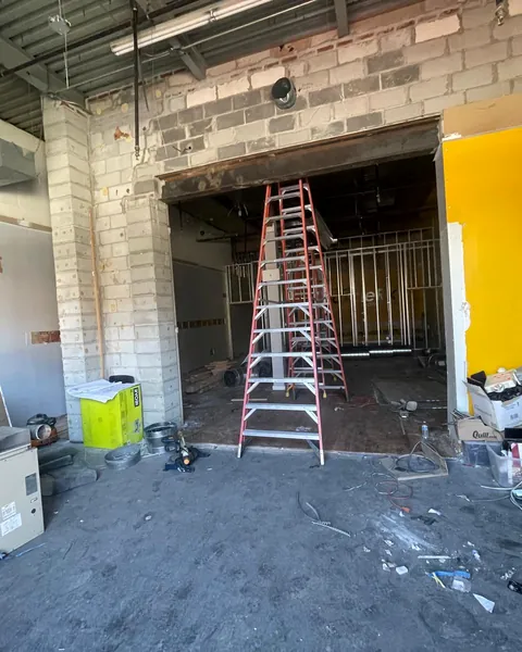 Commercial space opened up during a renovation